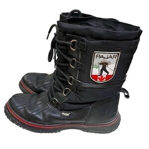 Pajar black leather and nylon low grip insulated winter boots size 38